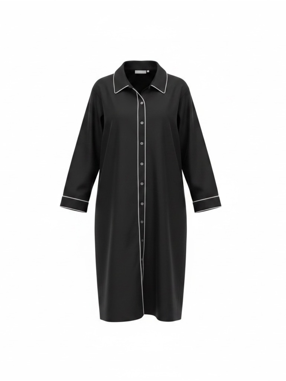 Doncaster Black Shirt Dress Size 16 Button Front Long Sleeve